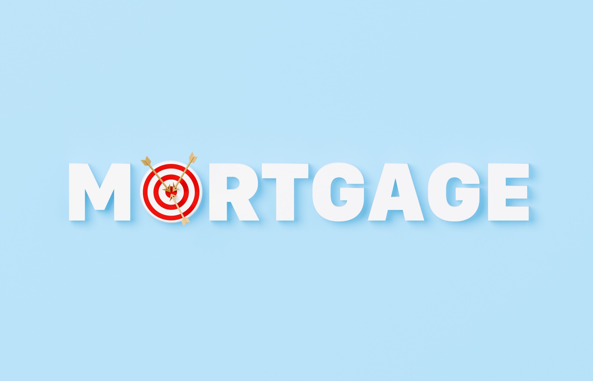 Mortgage spelled with text and a bulls eye